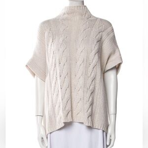 Per Se cable knit sweater with the faintest gold metallic thread